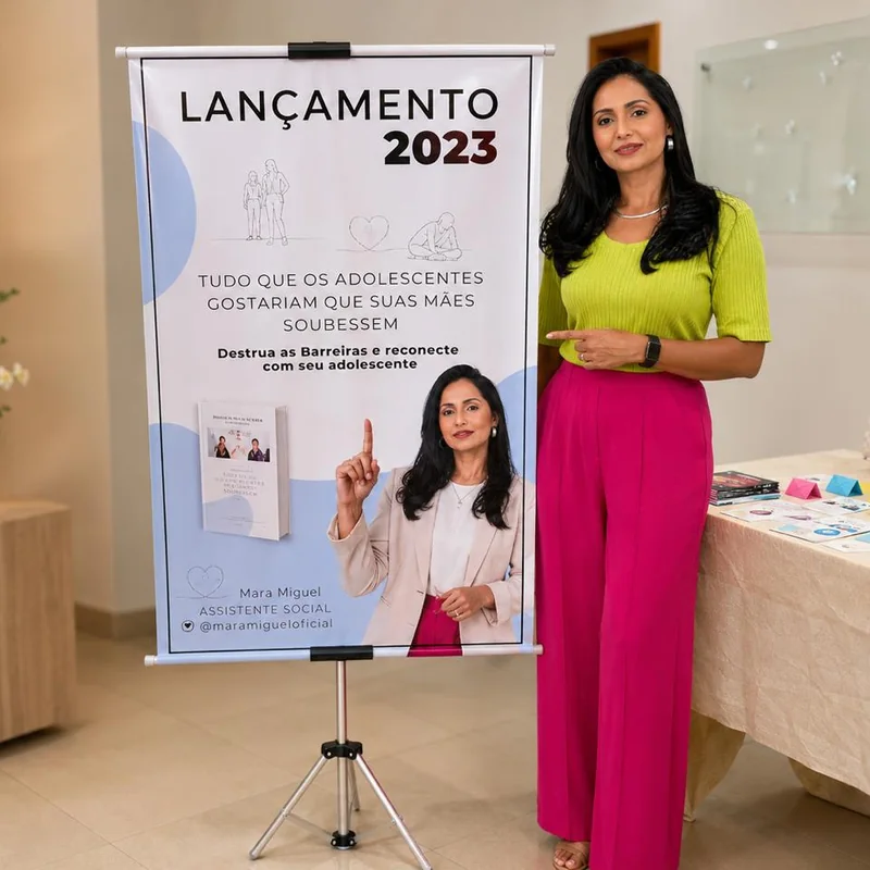 Mara Miguel no lançamento do livro