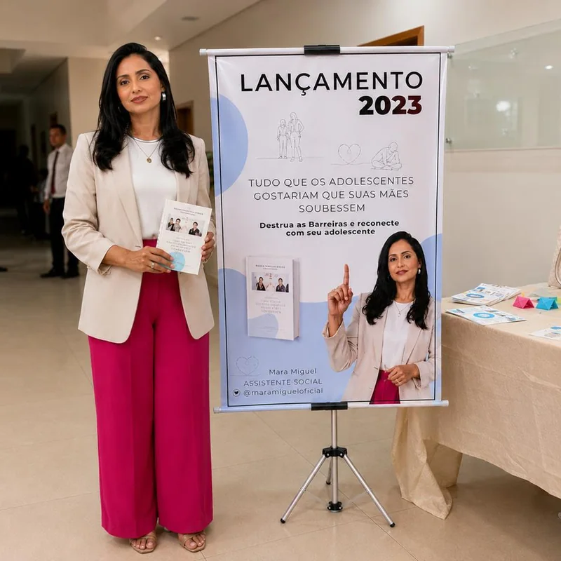 Mara Miguel no lançamento do livro